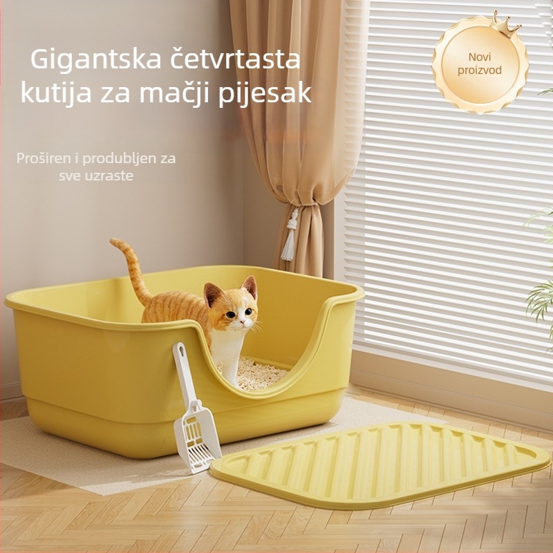Kutija za WC za mačiće s niskim ulazom, poluzatvoren dizajn, otvorena podloga za pijesak, sprječavanje prskanja