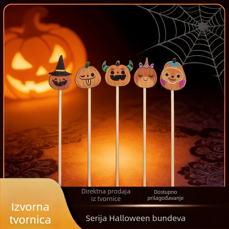 Halloween Pumpkin Party – bambus štapići za voće, deserte i koktele