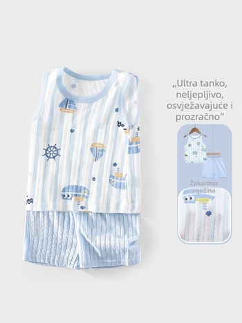 Dohikka Ljetni dvodijelni paket za bebe – 100% pamuk, izuzetno mekan bezrukavni gornji dio i 3/4 hlače, crtani uzorak, za djecu od 1 do 3 godine