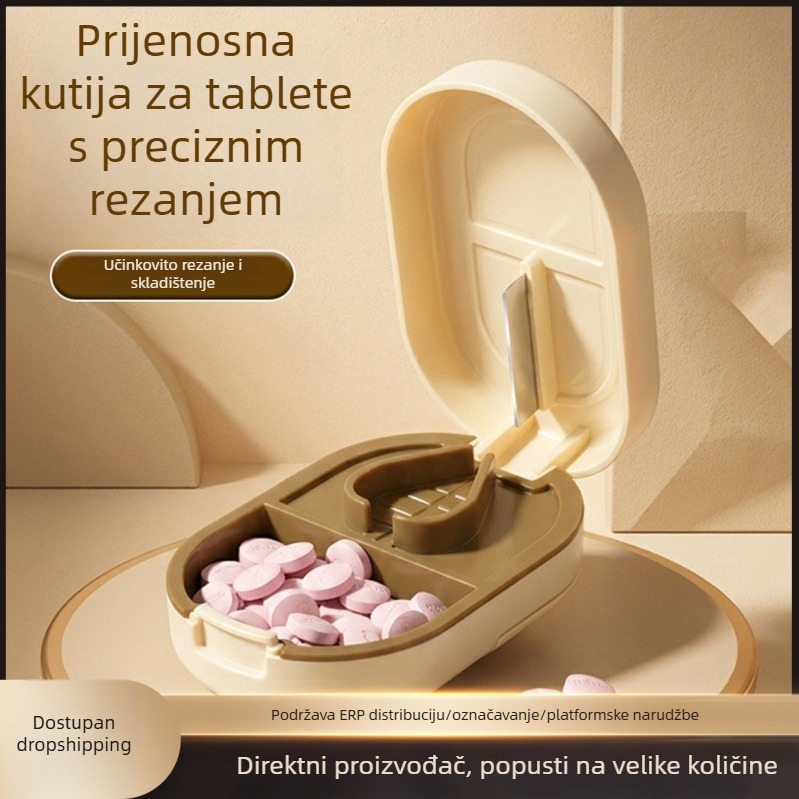 Japanskog stila rezač tableta i dijelitelj, četverostruki dijelitelji tableta, prijenosna kutija za lijekove s poklopcem