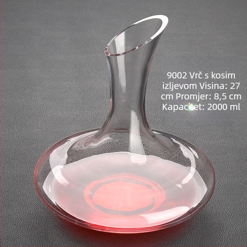 Jingyu kristalni stakleni dekanter s nagnutim otvorom, velikim trbuhom, proziran, kapacitet iznad 1000 ml