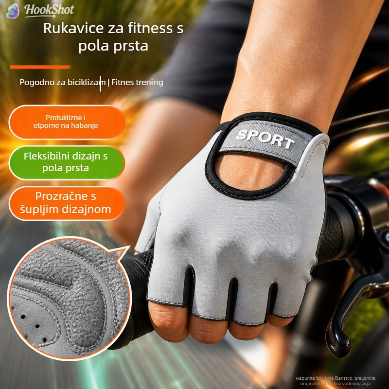 Rukavice za fitness s poluprstom za sport i vožnju biciklom na otvorenom, s apsorpcijom udara, zaštitom od žuljeva, otporne na habanje i protuklizne