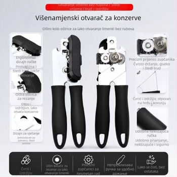 Višenamjenski otvarač za konzerve i boce za kućnu upotrebu, s protukliznom ručkom, lako za čišćenje