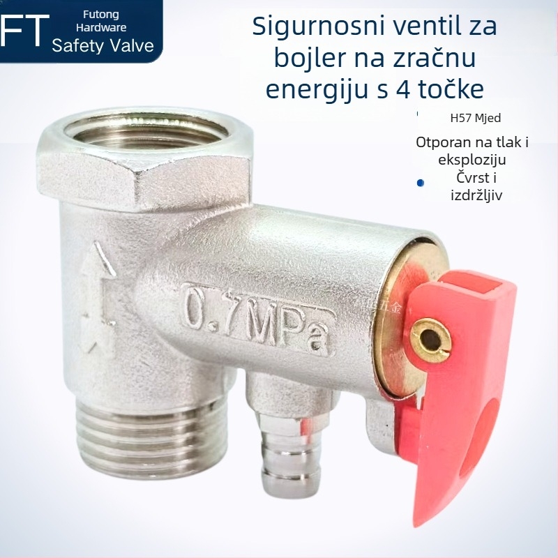 Latunsko tijelo ventila, 125 g, za Midea električni bojler — sigurnosni ventil, povratni ventil i ventil za oslobađanje tlaka