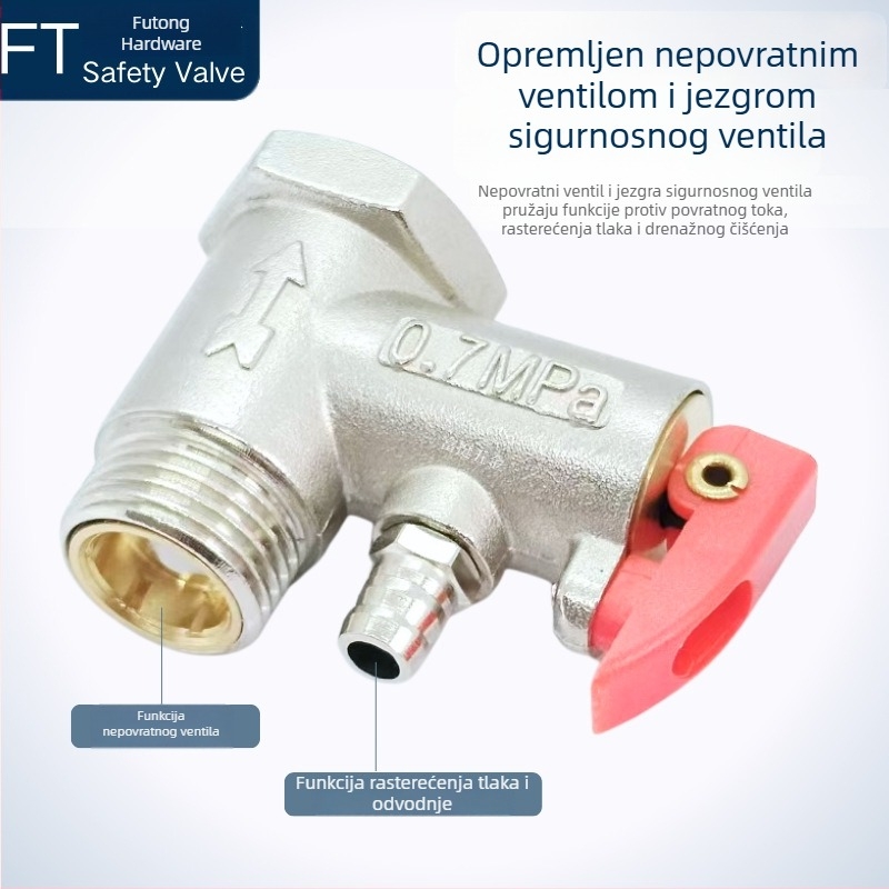 Latunsko tijelo ventila, 125 g, za Midea električni bojler — sigurnosni ventil, povratni ventil i ventil za oslobađanje tlaka
