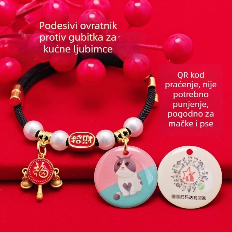 Tag identifikacije za pse i mačke, ogrlica za praćenje s uzorkom leptira, nehrđajući čelik, stil princeze, Anti-Scan