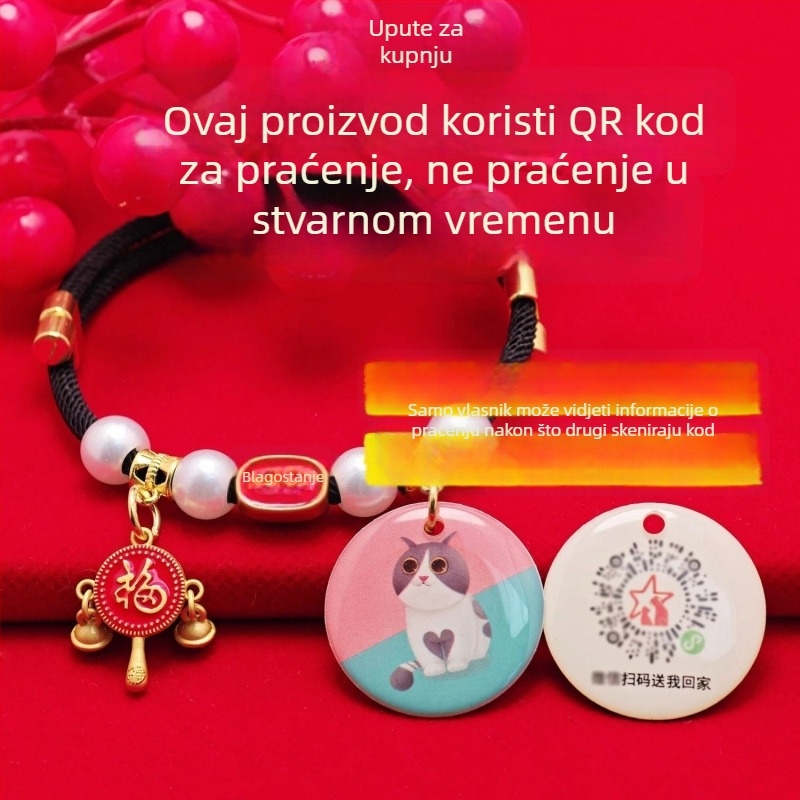 Tag identifikacije za pse i mačke, ogrlica za praćenje s uzorkom leptira, nehrđajući čelik, stil princeze, Anti-Scan