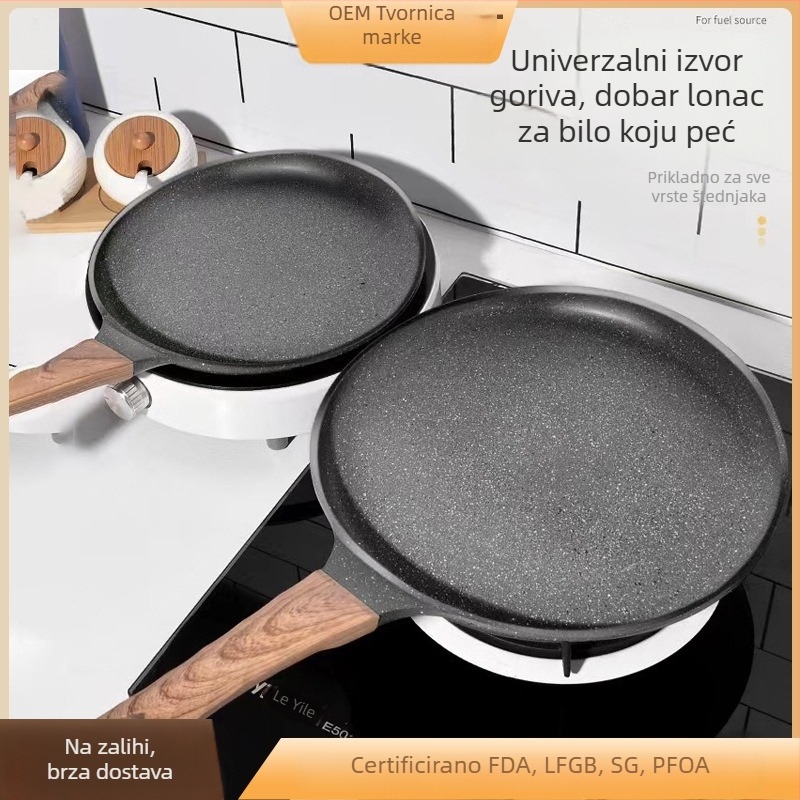 Tiganj od Maifan kamena, neoprijanjajući, ravno dno; pogodno za steak, jaja i palačinke