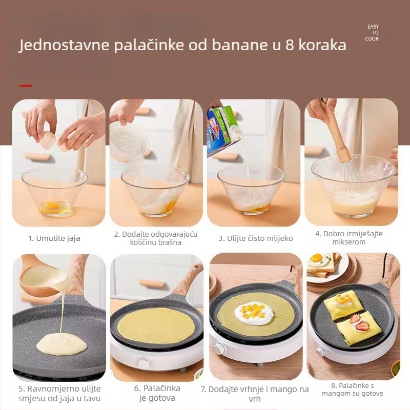 Tiganj od Maifan kamena, neoprijanjajući, ravno dno; pogodno za steak, jaja i palačinke