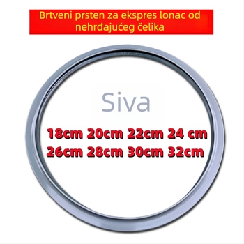 Prsten brtvila za kućni lonac pod tlak od nehrđajućeg čelika, siva, debeli, veličine 18–32 mm, gumeni prsten i kožni podmetač