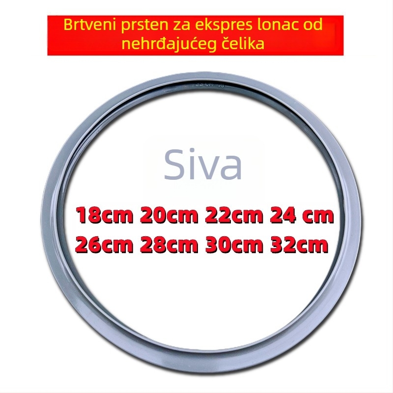 Prsten brtvila za kućni lonac pod tlak od nehrđajućeg čelika, siva, debeli, veličine 18–32 mm, gumeni prsten i kožni podmetač
