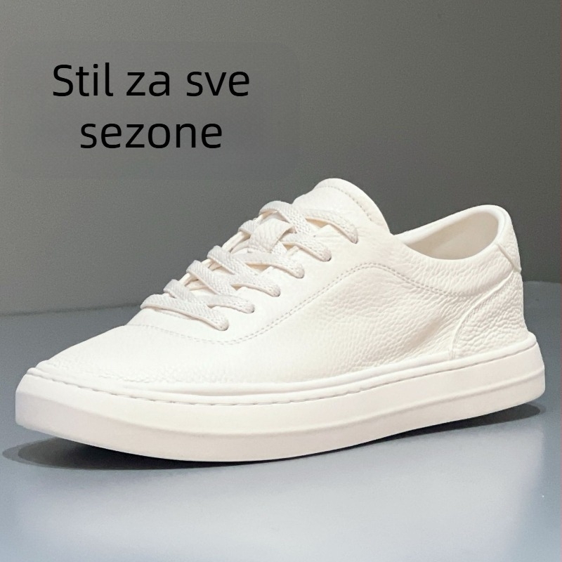 Muške bijele tenisice od kože vrhunskog sloja, perforirane, prozračne i lagane