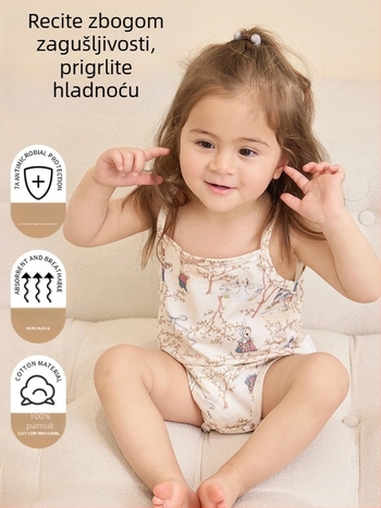 Ljetni bebi romper bez rukava od 100% pamuka s naramenicama, prozračan
