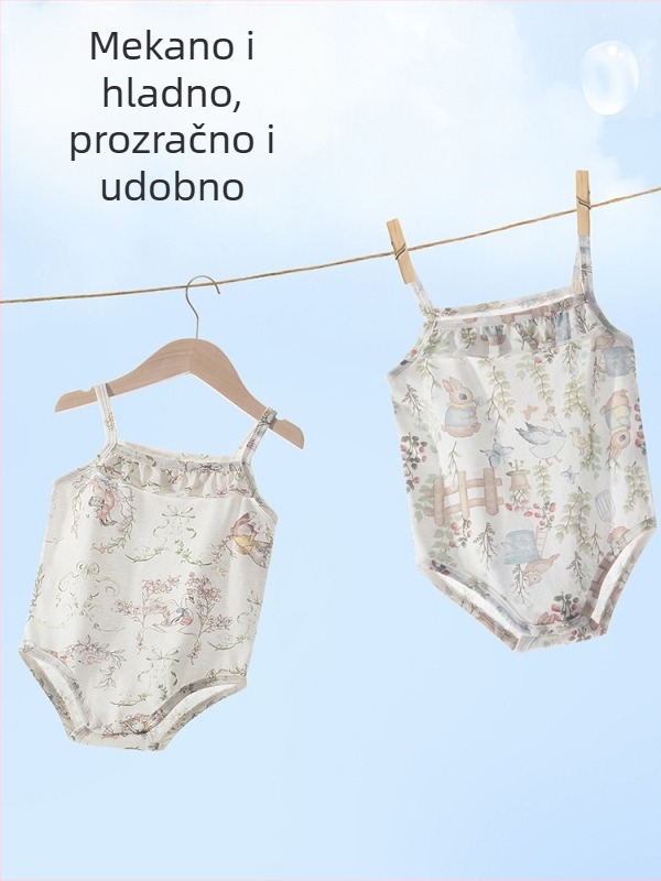 Ljetni bebi romper bez rukava od 100% pamuka s naramenicama, prozračan
