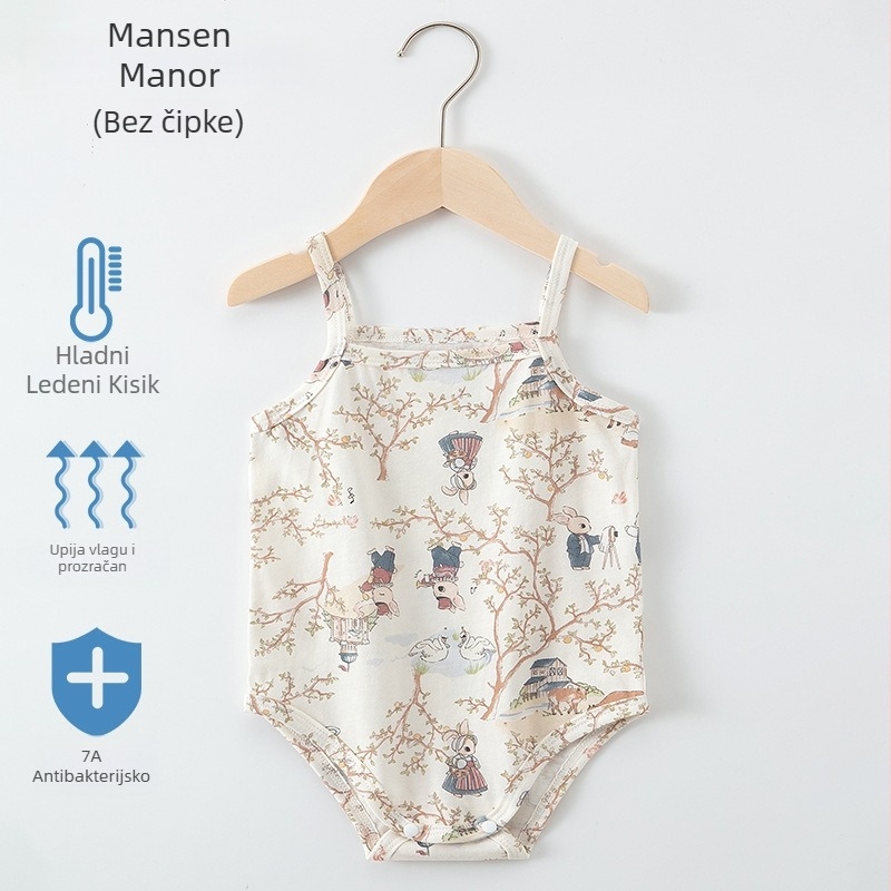 Ljetni bebi romper bez rukava od 100% pamuka s naramenicama, prozračan