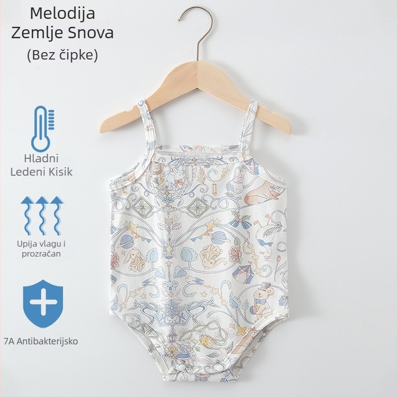 Ljetni bebi romper bez rukava od 100% pamuka s naramenicama, prozračan