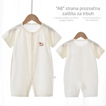 Bebi ljetni romper s kratkim rukavima, pamuk-modalna smjesa, mrežasti stražnji dio, prozračan