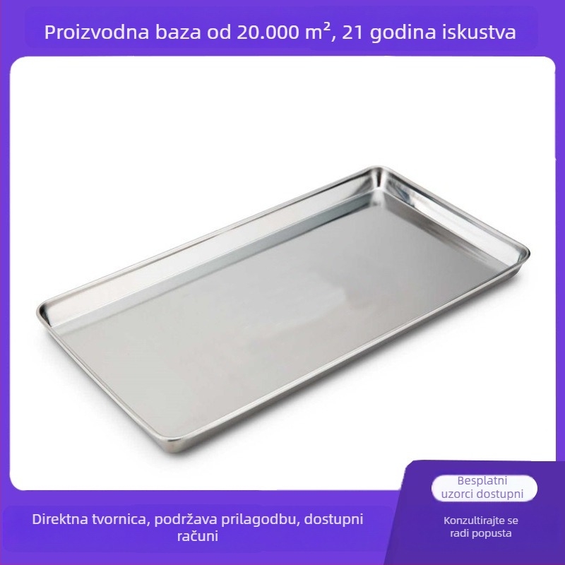 Posuda od nehrđajućeg čelika 304 za paru i pečenje, kvadratna s plosnim dnom, pogodna za mooncake, kolače, rezance i roštilj
