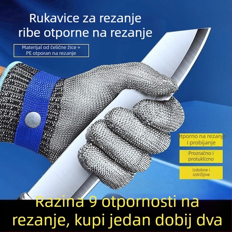 Rukavice otporne na rezanje, razina 9, s nehrđajućim čeličnim žicom, zaštita od ugriza i probijanja, za rezanje povrća i klanje