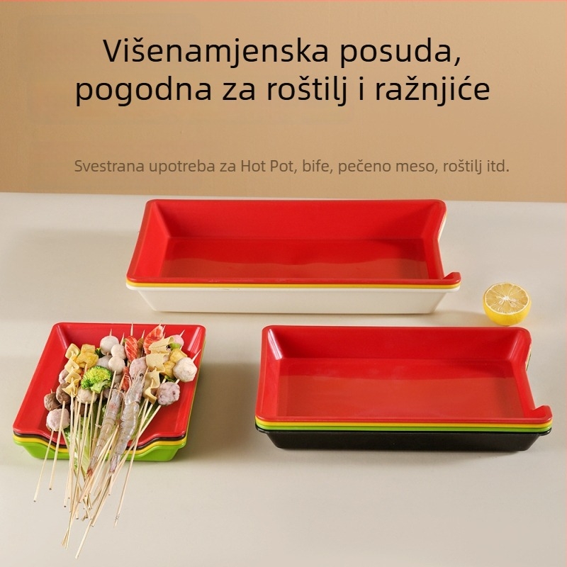 Plastični izložbeni pladanj za ražnjeve za roštilj i pržene ražnjeve, led te pladanj za odabir sastojaka za vruću posudu