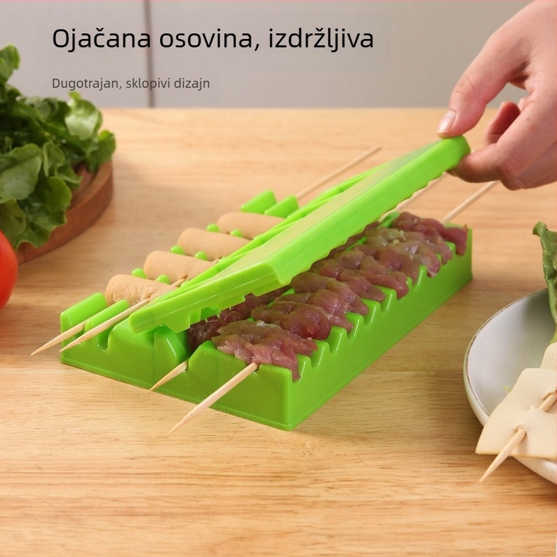 3-u-1 kalup za ražnjiće za roštilj: ražnjići od jagnjetine, rolice od tetiva, povrtne rolice i tofu koža