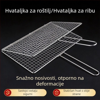 Klip za mrežu za pečenje ribe, osnovni alat za roštilj, nehrđajući čelik 304