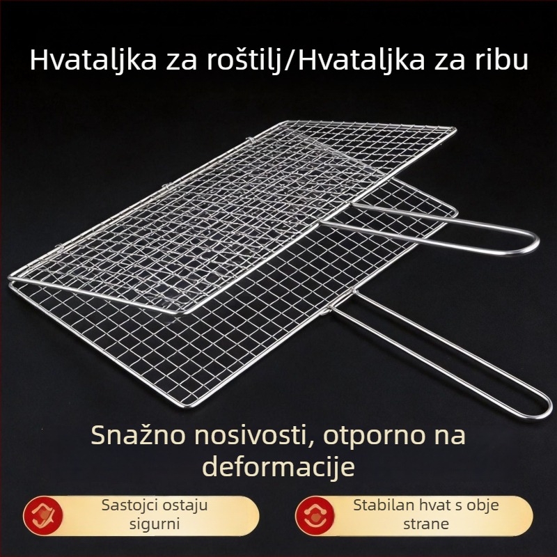 Klip za mrežu za pečenje ribe, osnovni alat za roštilj, nehrđajući čelik 304