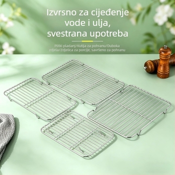 Nerđajući inox roštilj mreža, pravokutna mreža za pečenje i ocjeđivanje ulja