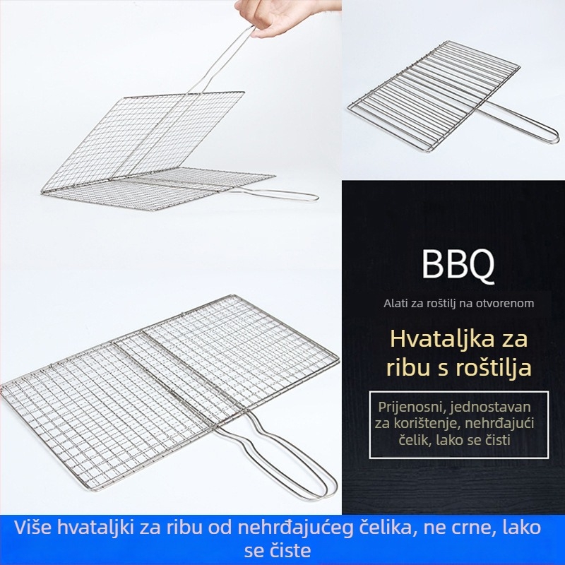 Love the Best elektroplirano roštilj klešta od nehrđajućeg čelika – klipovi za ribu, povrće i meso, burger klip i mreža za roštilj