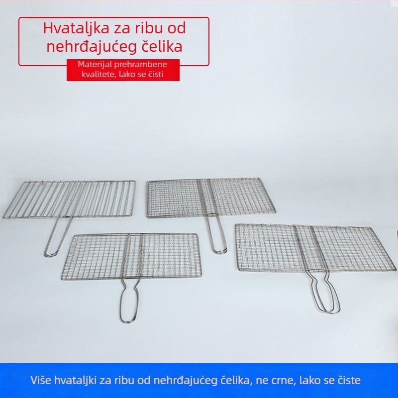 Love the Best elektroplirano roštilj klešta od nehrđajućeg čelika – klipovi za ribu, povrće i meso, burger klip i mreža za roštilj