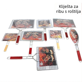 Set klipova za roštilj – klipovi za ribu, kruh i hamburger, kvadratni željezni alati za roštilj