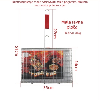 Set klipova za roštilj – klipovi za ribu, kruh i hamburger, kvadratni željezni alati za roštilj