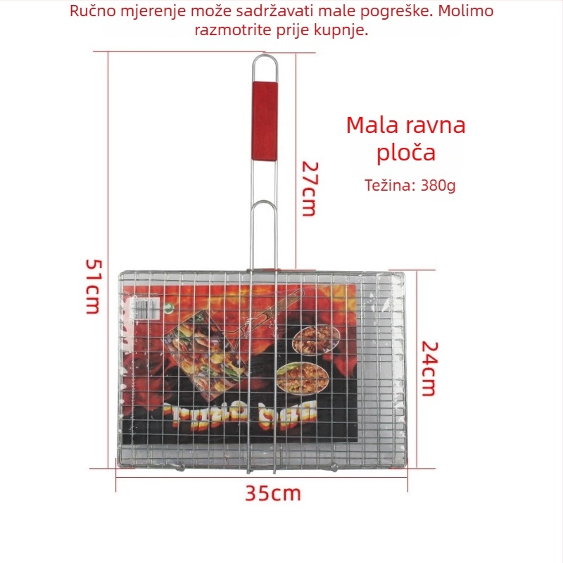 Set klipova za roštilj – klipovi za ribu, kruh i hamburger, kvadratni željezni alati za roštilj