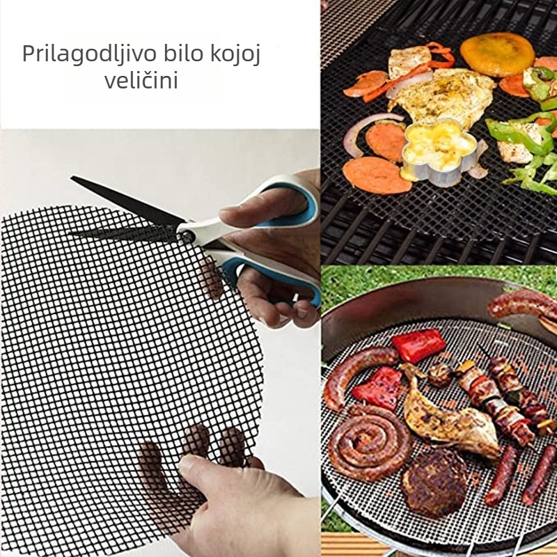 OHFELIC Teflon BBQ mrežasta podloga, staklena vlakna za roštilj, otporna na visoke temperature