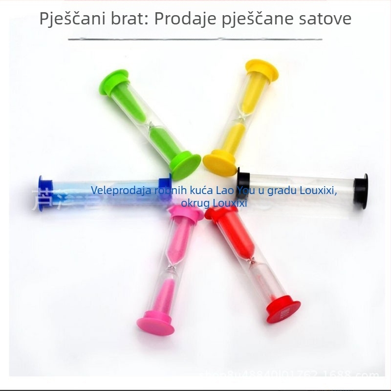 Kreativan set od 6 plastičnih pješčanih satova s mjeračima 30 sekundi, 1, 2, 3, 5 i 10 minuta – Djeci prilagođeno, otporno na padove