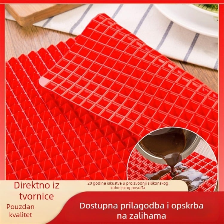 Silikon podloga za roštilj, klasa hrane, višefunkcionalna, otporna na visoke temperature, antiadhesivna, s odvajanjem ulja, za mikrovalnu i pečenje.