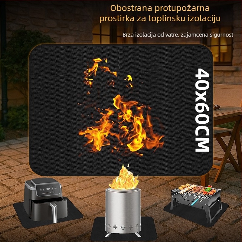 Dvostruka silikon BBQ podloga za kampiranje na otvorenom, vatrootporna i otporna na visoke temperature, pogodno za kuhalnu ploču