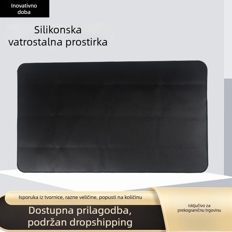 Vatrootporan mat od vlakana stakla za unutarnje kamine, pravokutni s zaobljenim kutovima