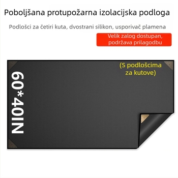 Nova vanjska silikonska grill podloga, 60x40 inča, ne uvija se, vatrootporna i otporna na ulje, za terasu i travnjak, toplinski otporna podloga.