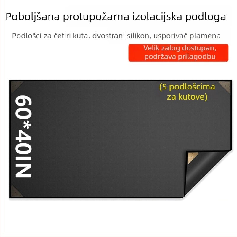 Nova vanjska silikonska grill podloga, 60x40 inča, ne uvija se, vatrootporna i otporna na ulje, za terasu i travnjak, toplinski otporna podloga.