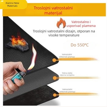 Dvostrani silikon outdoor podmetač za roštilj s vatrootporim slojem od staklenih vlakana