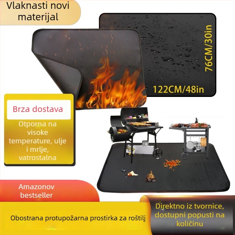 Dvostrani silikon outdoor podmetač za roštilj s vatrootporim slojem od staklenih vlakana
