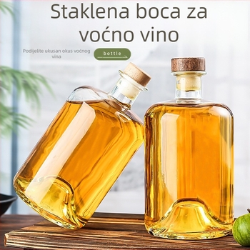 750ml staklena boca za voćno vino i sokove, prazna boca za vino s plutenim zatvaračem
