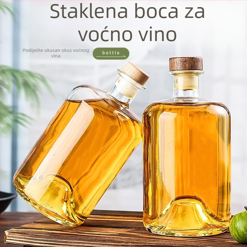 750ml staklena boca za voćno vino i sokove, prazna boca za vino s plutenim zatvaračem