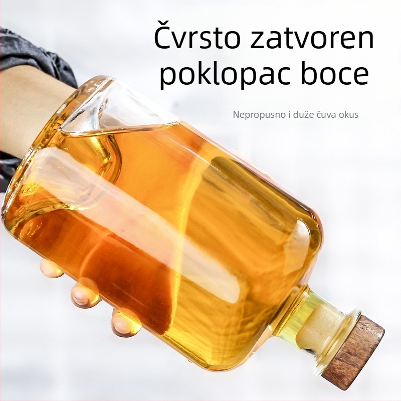 750ml staklena boca za voćno vino i sokove, prazna boca za vino s plutenim zatvaračem