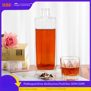 Prozirna boca od kristalnog stakla za brendi i viski, 500 ml, ravno kvadratni dekantor