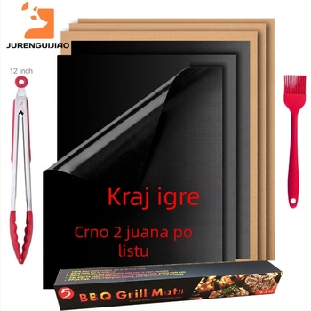 Grill mat visokotemperaturna, ne lijepi, staklena vlakna, teflon, prijenosna