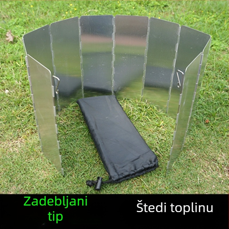 Prijenosni aluminijski paneli za zaštitu od vjetra, set od 8 komada, za kampiranje i roštilj na otvorenom