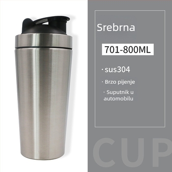 Shaker boca od 304 nehrđajućeg čelika, 750 ml, jednokomorčna s mjernom skalom, velika kapaciteta, za vježbanje na otvorenom