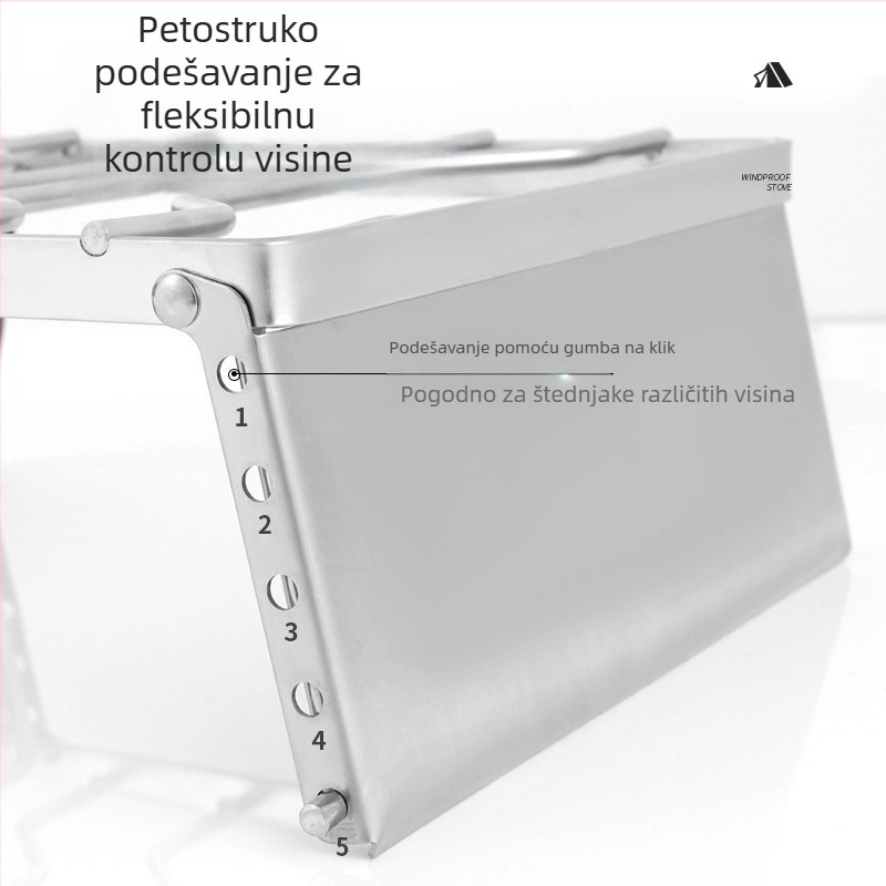 Vjetrozaštitni kamping stalak za lonac, s nosačem štednjaka i rešetkom za roštilj